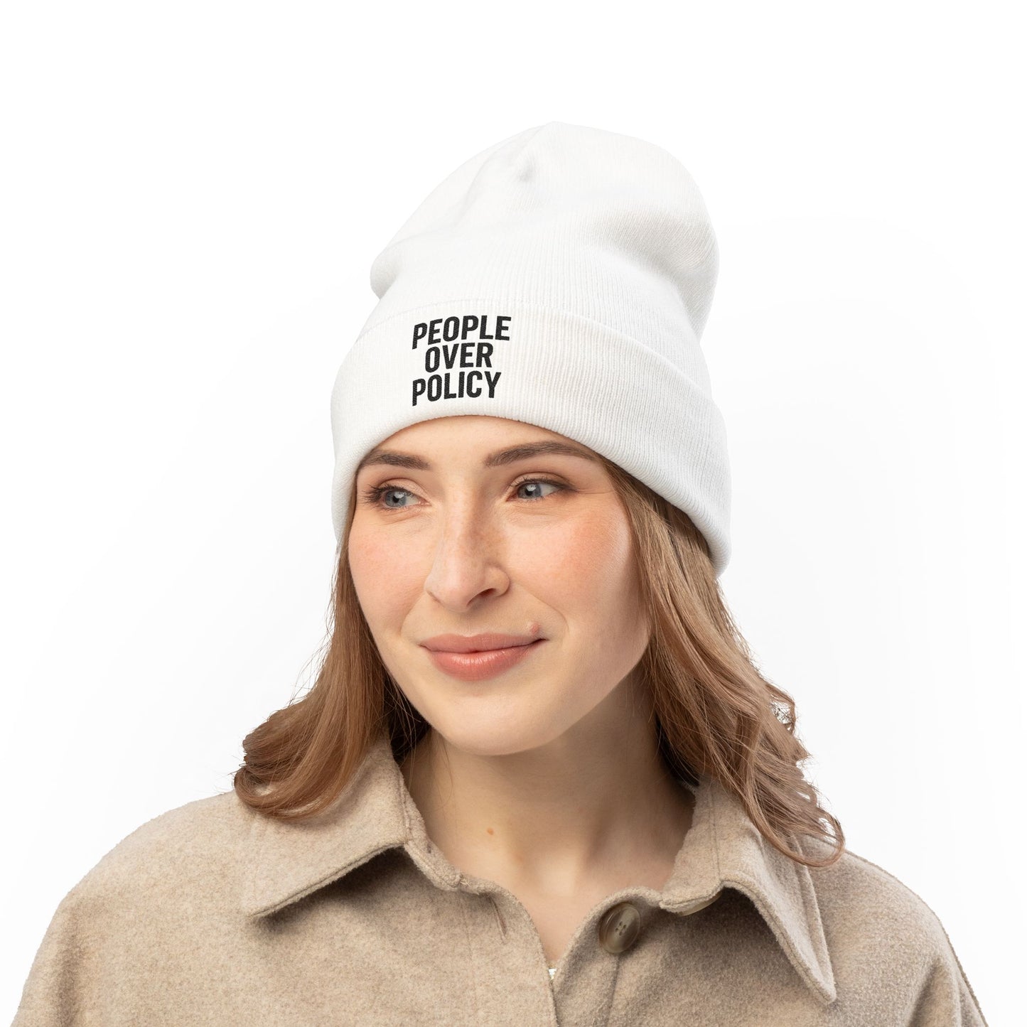 PEOPLE OVER POLICY BEANIE - WHITE