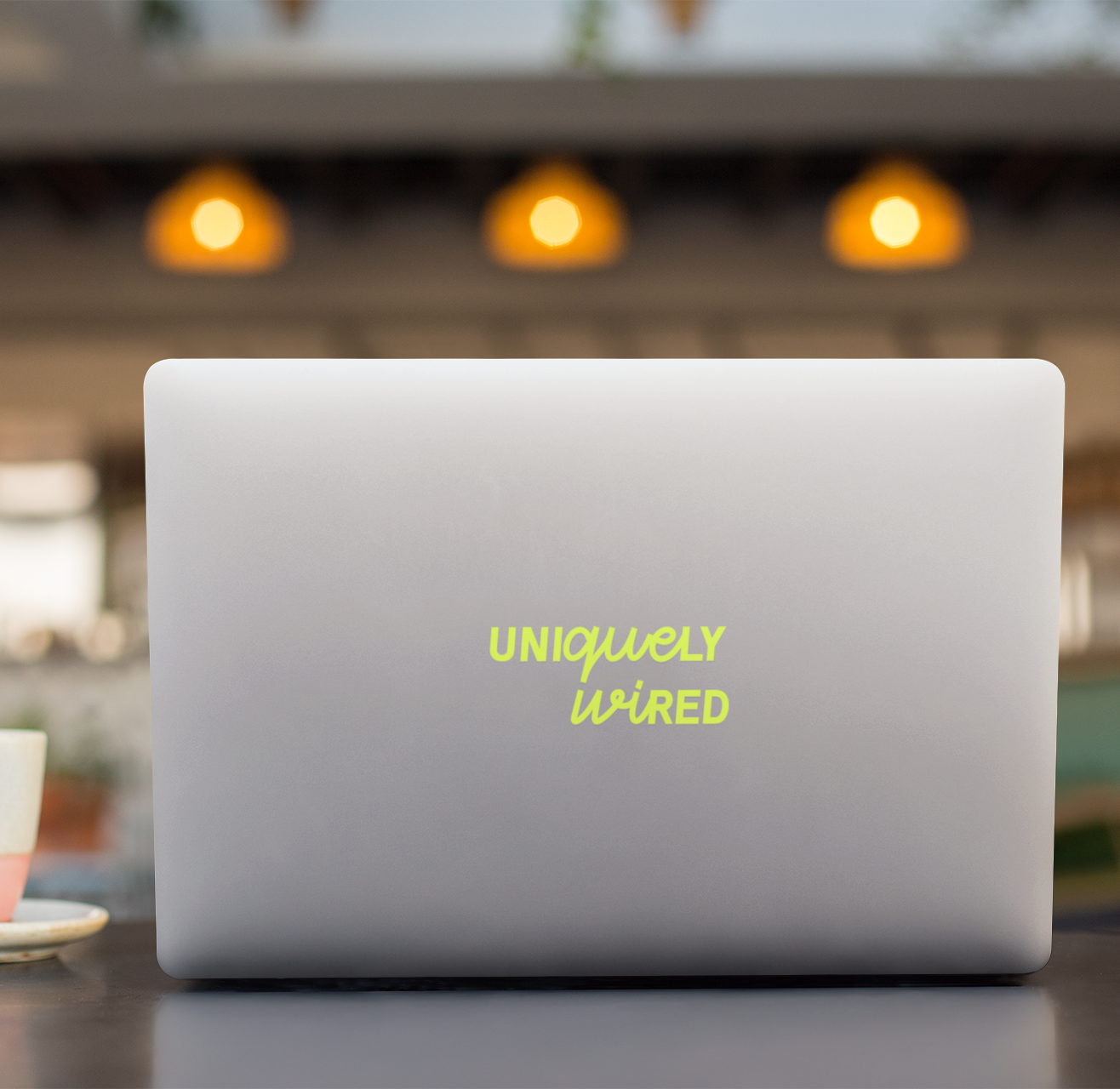 UNIQUELY WIRED STICKER - LIME