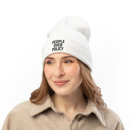 PEOPLE OVER POLICY BEANIE - WHITE