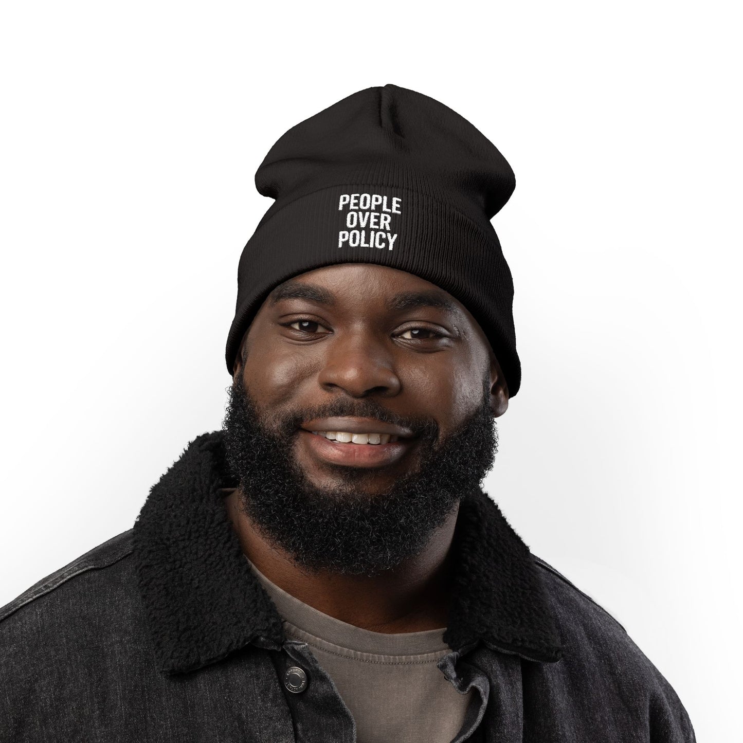 PEOPLE OVER POLICY BEANIE - BLACK