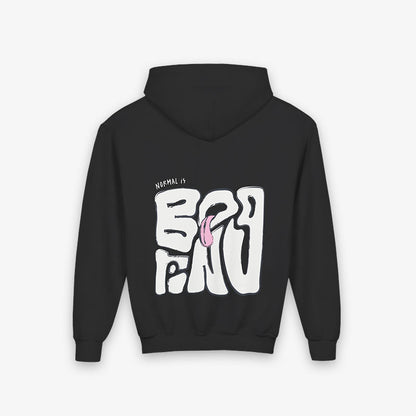 NORMAL IS BORING YOUTH HOODIE