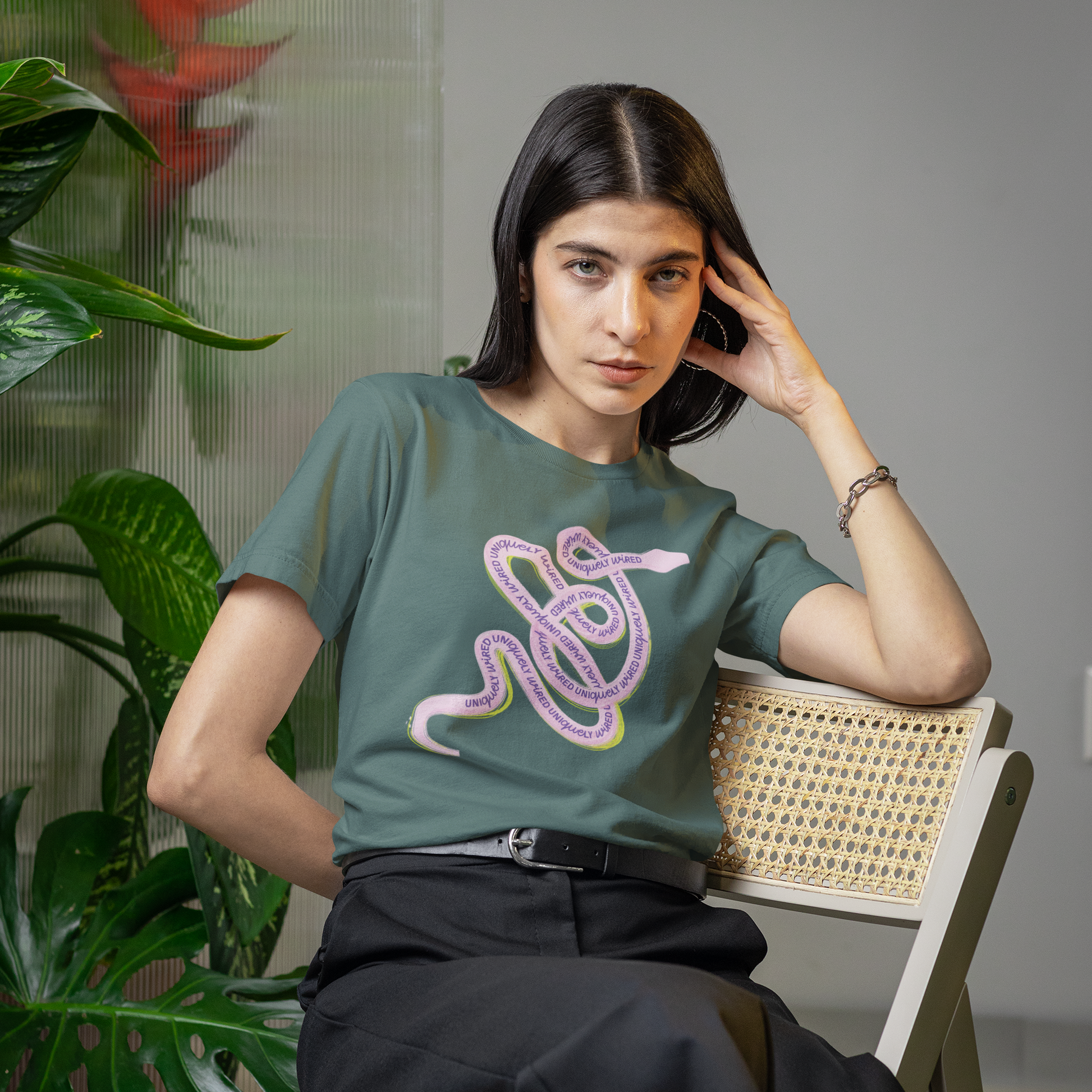 Uniquely Wired Serpent Adult Tee — neurodivergent women's graphic tee | Radiant Minds